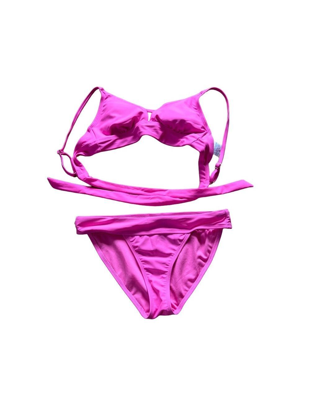 No Boundaries Juniors Bright Pink Bikini